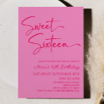 Invitation Sweet sixteen rose minimal 16e fête d'anniversaire<br><div class="desc">C'est un Sweet sixteen rose chaud moderne minimaliste 16e anniversaire Invitation fête!</div>
