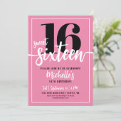 Invitation Sweet sixteen rose moderne 16e fête d'anniversaire (Debout devant)