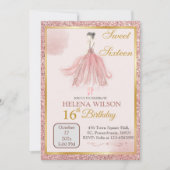 INVITATION SWEET SIXTEEN ROSE PARTIES SCINTILLANT BALLERINA A (Devant)