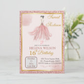 INVITATION SWEET SIXTEEN ROSE PARTIES SCINTILLANT BALLERINA A (Debout devant)