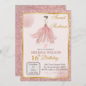 INVITATION SWEET SIXTEEN ROSE PARTIES SCINTILLANT BALLERINA A (Devant / Derrière)