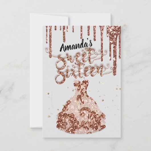 Invitation Sweet sixteen Rose robe Parties scintillant Drift  (Dos)