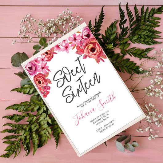 Invitation Sweet sixteen Rose rose orange