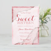 Invitation Sweet sixteen Rose rose pâle Agate virtuel Anniver (Debout devant)