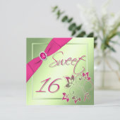 Invitation Sweet sixteen rose, vert et jaune (Debout devant)
