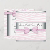 Invitation Sweet sixteen rose Zebra fête d'anniversaire (Devant / Derrière)