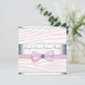 Invitation Sweet sixteen rose Zebra fête d'anniversaire (Debout devant)