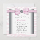 Invitation Sweet sixteen rose Zebra fête d'anniversaire (Dos)