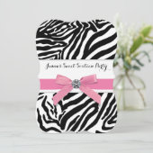 Invitation Sweet sixteen rose Zebra fête d'anniversaire (Debout devant)
