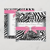 Invitation Sweet sixteen rose Zebra fête d'anniversaire (Devant / Derrière)