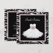 Invitation Sweet sixteen rose Zebra fête d'anniversaire (Devant / Derrière)