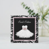 Invitation Sweet sixteen rose Zebra fête d'anniversaire (Debout devant)