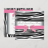 Invitation Sweet sixteen rose Zebra fête d'anniversaire (Devant / Derrière)