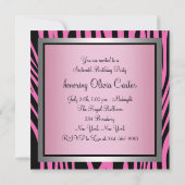 Invitation Sweet sixteen rose Zèbre (Dos)