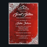Invitation Sweet sixteen rouge en dentelle de diamant<br><div class="desc">Invitations de Sweet sixteen plus élégantes dans le Little Bayleigh Store</div>