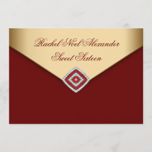 Invitation Sweet sixteen Royal Red Gold