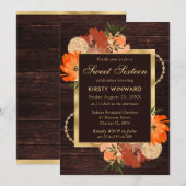 Invitation Sweet sixteen Rustique Burnt Orange Fall Flowers (Devant / Derrière)
