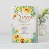 Invitation Sweet sixteen rustique de tournesol (Debout devant)
