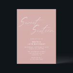 Invitation Sweet sixteen simple | Blush Pink 16e anniversaire<br><div class="desc">Jolies et simplistes invitations à 16ème anniversaire avec titre "Sweet sixteen" texte en caractères de caractères blancs sur un arrière - plan rose vif. L'envers comporte un motif du mot "seize" dans le script de coordination. Le motif latéral inverse, ainsi que la couleur arrière - plan, peuvent être modifiés à...</div>