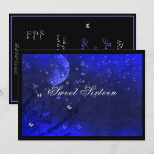 Invitation Sweet Sixteen Soirée Enchantée Bleu Violet