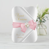 Invitation Sweet sixteen Sweet 16 Bijou perle blanche Bow ros (Debout devant)