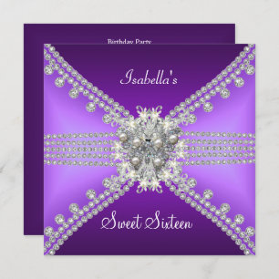 Invitation Sweet sixteen Sweet 16 Papillon Purple Argent 3