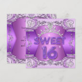 Invitation Sweet sixteen Sweet 16 pourpre Silver Tiara (Devant / Derrière)