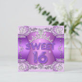 Invitation Sweet sixteen Sweet 16 pourpre Silver Tiara (Debout devant)