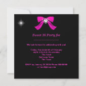 Invitation Sweet Sixteen Sweet 16 Zèbre Rose Noir (Dos)