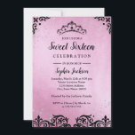 Invitation Sweet sixteen Tiara Damask rose Sparkle<br><div class="desc">Invitations de Sweet sixteen plus élégantes dans le Little Bayleigh Store</div>
