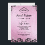 Invitation Sweet sixteen Tiara Damask rose Sparkle<br><div class="desc">Invitations de Sweet sixteen plus élégantes dans le Little Bayleigh Store</div>
