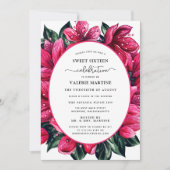 Invitation Sweet sixteen végétal rose profond Inv (Devant)