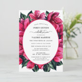 Invitation Sweet sixteen végétal rose profond Inv (Debout devant)