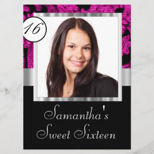 Invitation sweet sixteen vintage de damas magenta