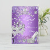 Invitation Sweet sixteen violet 16 Masquerade Party Tiara (Debout devant)