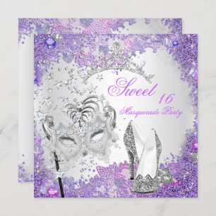 Invitation Sweet sixteen violet 16 Masquerade Party Tiara