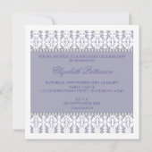 Invitation sweet sixteen violet blanc Damas dentelle bijouter (Dos)