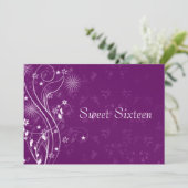 Invitation Sweet sixteen violet et blanc (Debout devant)