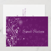 Invitation Sweet sixteen violet et blanc (Devant / Derrière)