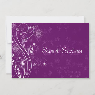 Invitation Sweet sixteen violet et blanc