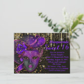 Invitation Sweet sixteen violet et or masquerade (Debout devant)