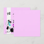 Invitation sweet sixteen violet rose (Devant / Derrière)