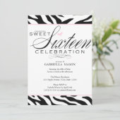 Invitation Sweet sixteen Zebra (Debout devant)