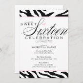 Invitation Sweet sixteen Zebra (Devant / Derrière)