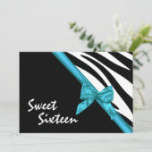 Invitation Sweet sixteen Zebra et Ribbon (Debout devant)