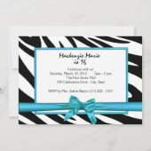 Invitation Sweet sixteen Zebra et Ribbon (Dos)