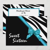 Invitation Sweet sixteen Zebra et Ribbon (Devant / Derrière)