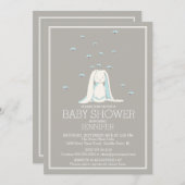 Invitation Sweet Spring Blue Boys Bunny Baby shower (Devant / Derrière)