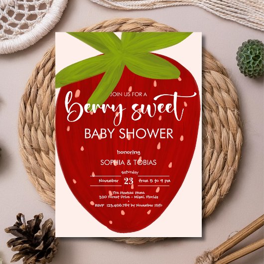 Invitation Sweet strawberry baby shower