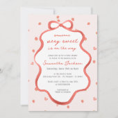 Invitation Sweet Strawberry Girl Red Bow Baby shower (Devant)